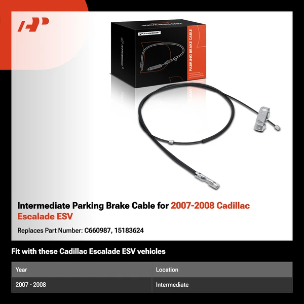 Intermediate Parking Brake Cable for 2007-2008 Cadillac Escalade ESV