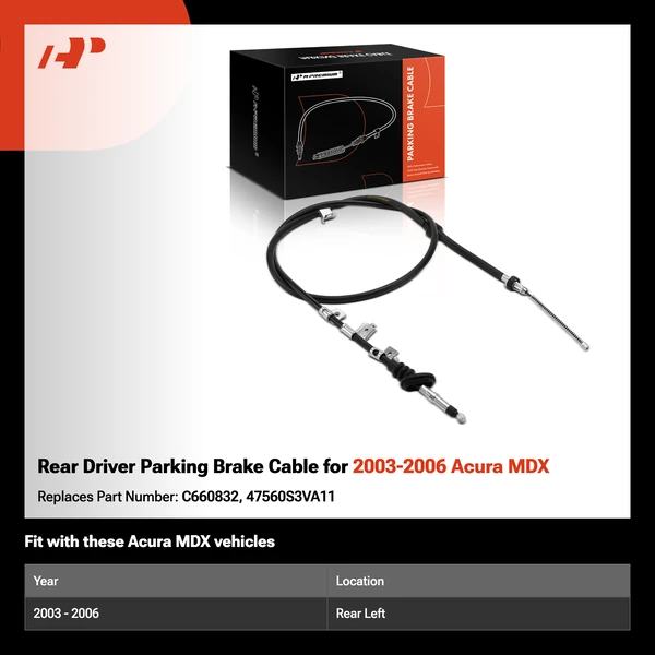 Rear Driver Parking Brake Cable for 2003-2006 Acura MDX