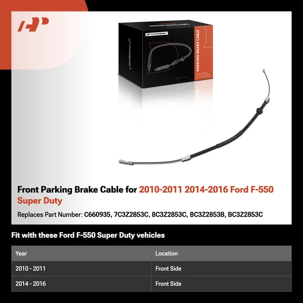 Front Parking Brake Cable for 2010-2011 2014-2016 Ford F-550 Super Duty