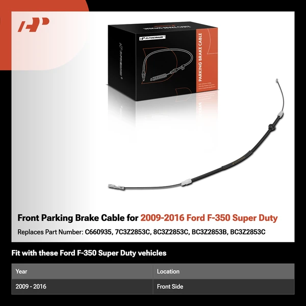 Front Parking Brake Cable for 2009-2016 Ford F-350 Super Duty