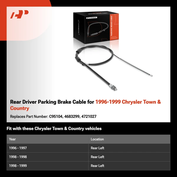 Rear Driver Parking Brake Cable for 1996-1999 Chrysler Town & Country