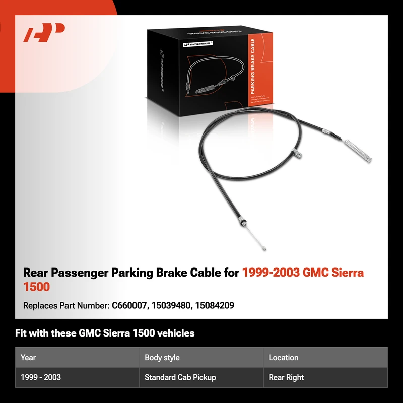 Rear Passenger Parking Brake Cable for 1999-2003 GMC Sierra 1500