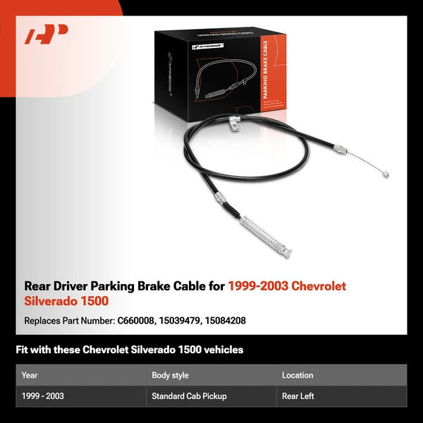 Rear Driver Parking Brake Cable for 1999-2003 Chevrolet Silverado 1500
