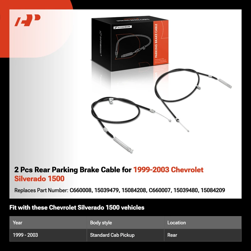 2 Pcs Rear Parking Brake Cable for 1999-2003 Chevrolet Silverado 1500