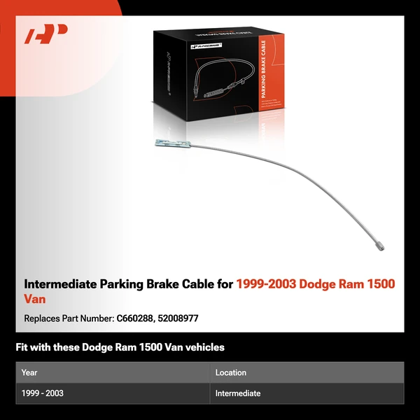 Intermediate Parking Brake Cable for 1999-2003 Dodge Ram 1500 Van