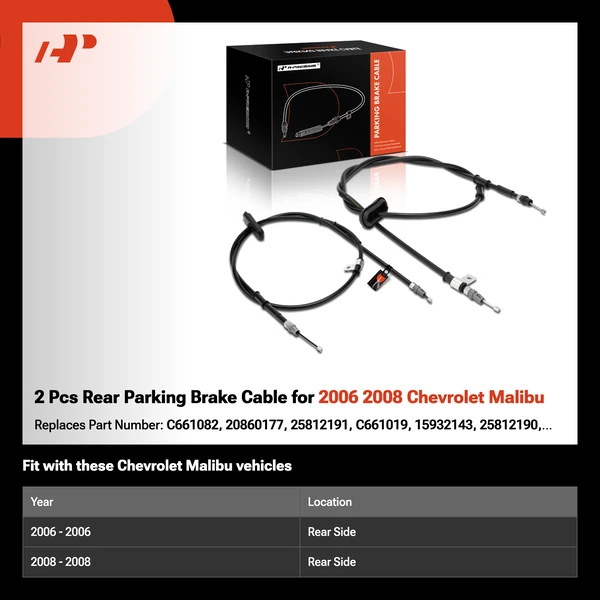 2 Pcs Rear Parking Brake Cable for 2006 2008 Chevrolet Malibu