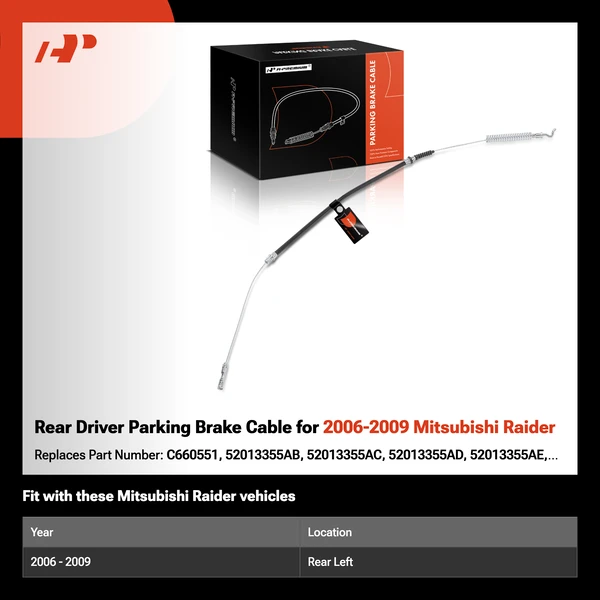 Rear Driver Parking Brake Cable for 2006-2009 Mitsubishi Raider
