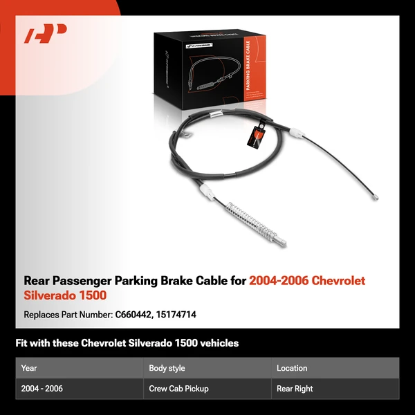 Rear Passenger Parking Brake Cable for 2004-2006 Chevrolet Silverado 1500