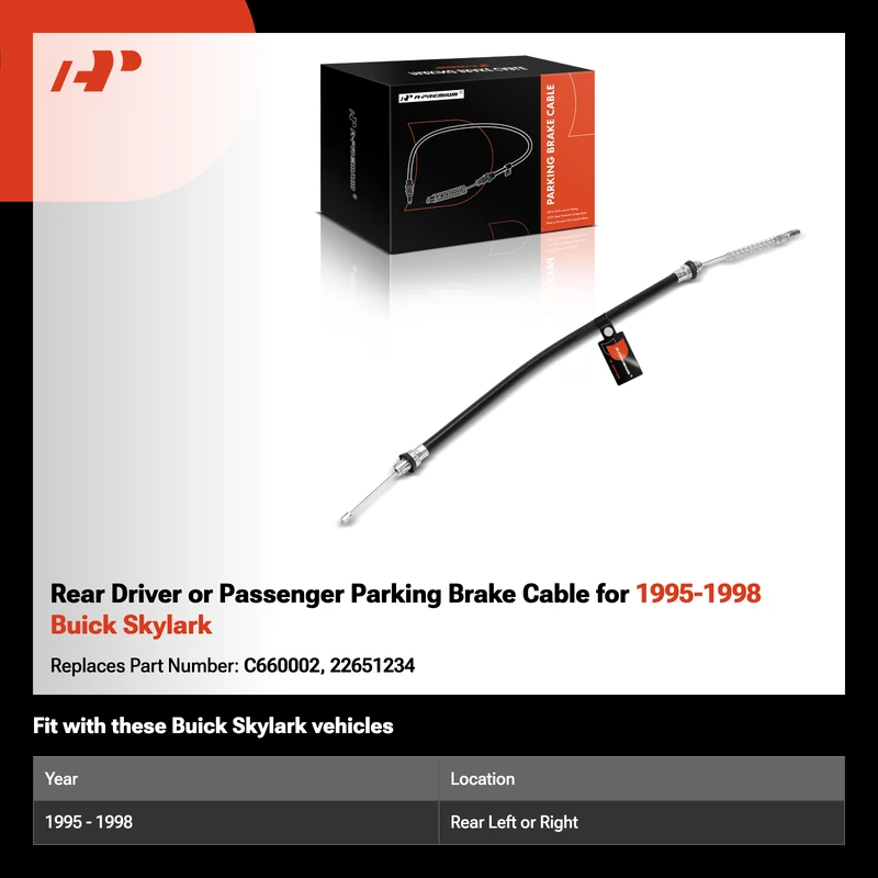 Rear Driver or Passenger Parking Brake Cable for 1995-1998 Buick Skylark