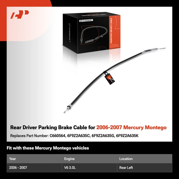 Rear Driver Parking Brake Cable for 2006-2007 Mercury Montego