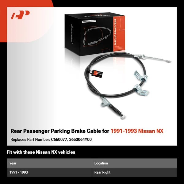 Rear Passenger Parking Brake Cable for 1991-1993 Nissan NX