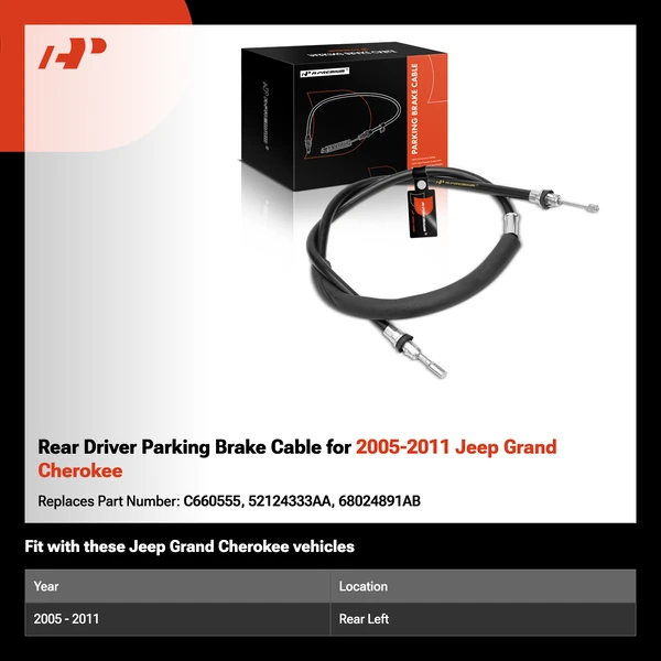 Rear Driver Parking Brake Cable for 2005-2011 Jeep Grand Cherokee