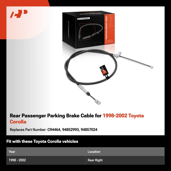 Rear Passenger Parking Brake Cable for 1998-2002 Toyota Corolla