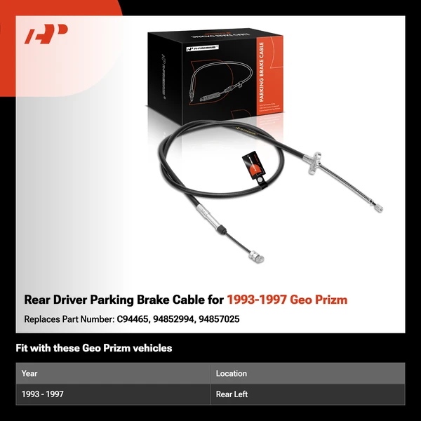 Rear Driver Parking Brake Cable for 1993-1997 Geo Prizm