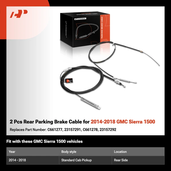 2 Pcs Rear Parking Brake Cable for 2014-2018 GMC Sierra 1500