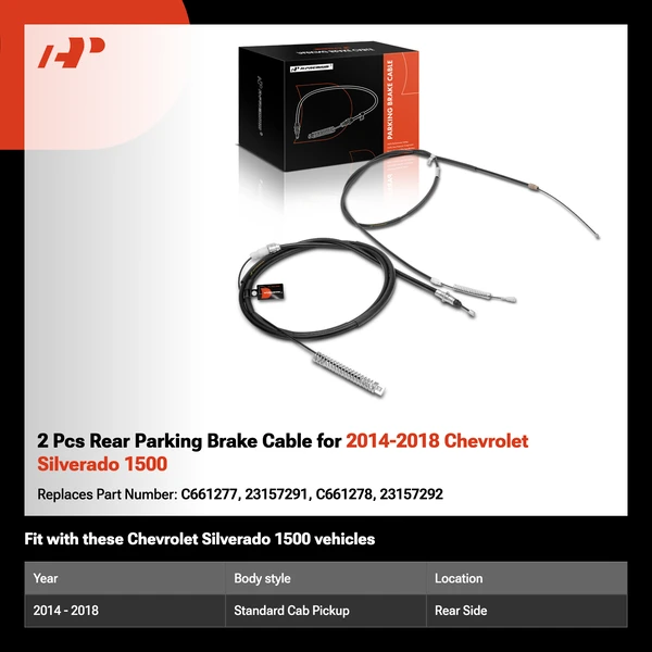 2 Pcs Rear Parking Brake Cable for 2014-2018 Chevrolet Silverado 1500