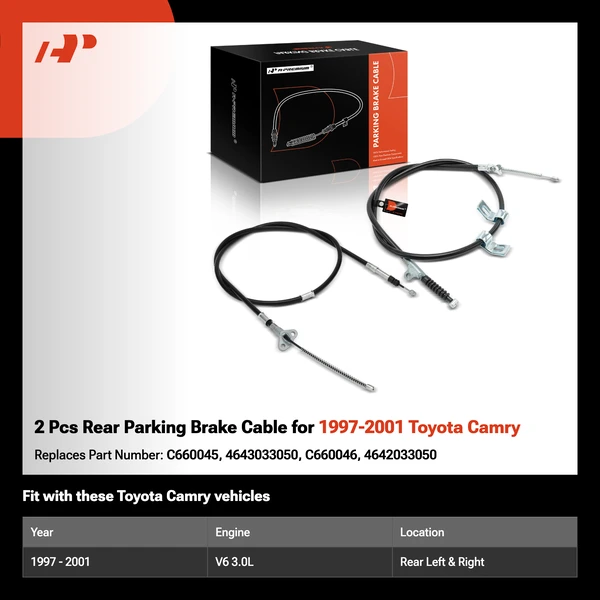 2 Pcs Rear Parking Brake Cable for 1997-2001 Toyota Camry