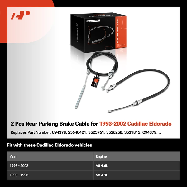2 Pcs Rear Parking Brake Cable for 1993-2002 Cadillac Eldorado