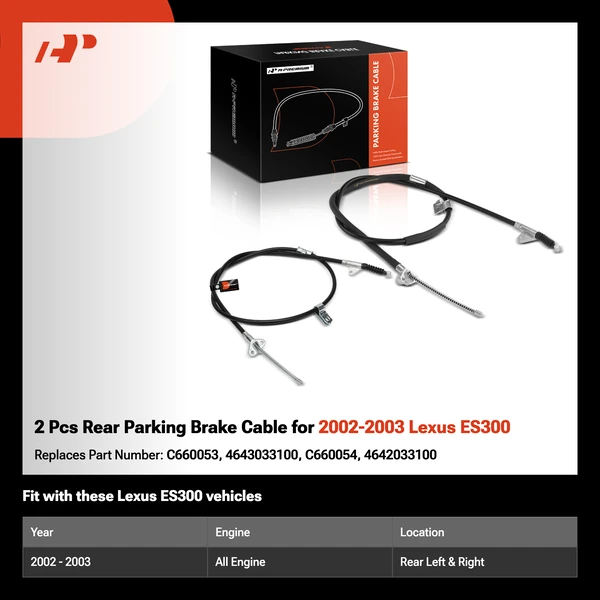 2 Pcs Rear Parking Brake Cable for 2002-2003 Lexus ES300
