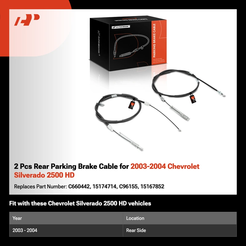 2 Pcs Rear Parking Brake Cable for 2003-2004 Chevrolet Silverado 2500 HD