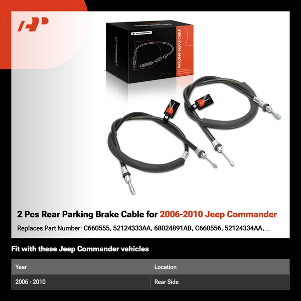2 Pcs Rear Parking Brake Cable for 2006-2010 Jeep Commander