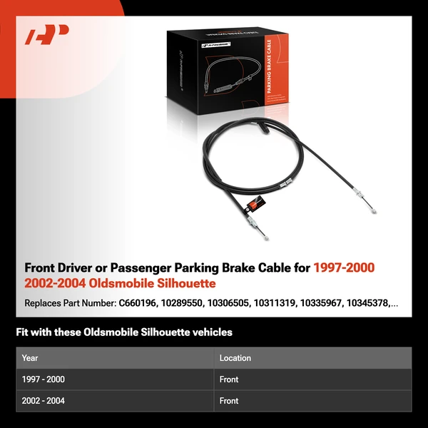 Front Driver or Passenger Parking Brake Cable for 1997-2000 2002-2004 Oldsmobile Silhouette