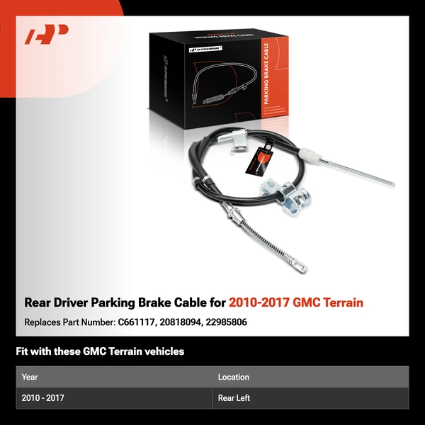 Rear Driver Parking Brake Cable for 2010-2017 GMC Terrain
