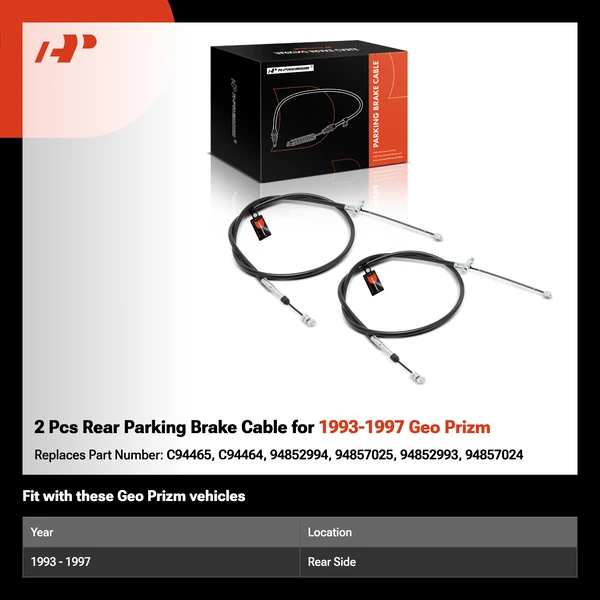 2 Pcs Rear Parking Brake Cable for 1993-1997 Geo Prizm