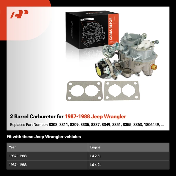 2 Barrel Carburetor for 1987-1988 Jeep Wrangler