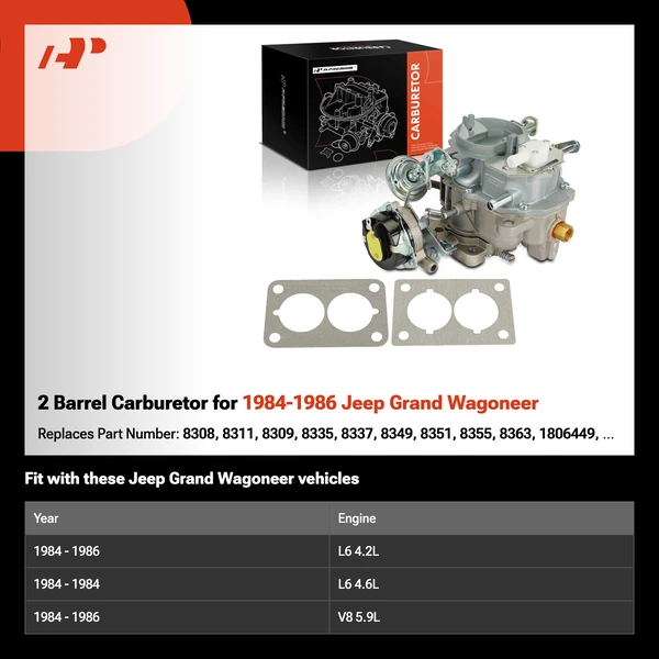 2 Barrel Carburetor for 1984-1986 Jeep Grand Wagoneer