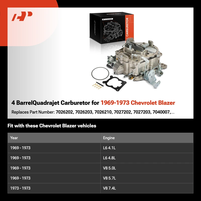 4 BarrelQuadrajet Carburetor for 1969-1973 Chevrolet Blazer