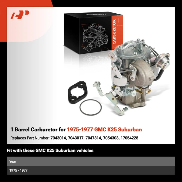 1 Barrel Carburetor for 1975-1977 GMC K25 Suburban
