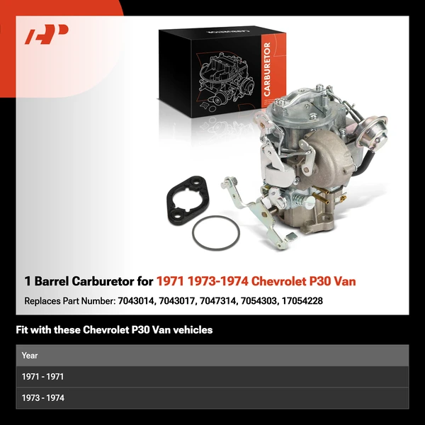 1 Barrel Carburetor for 1971 1973-1974 Chevrolet P30 Van
