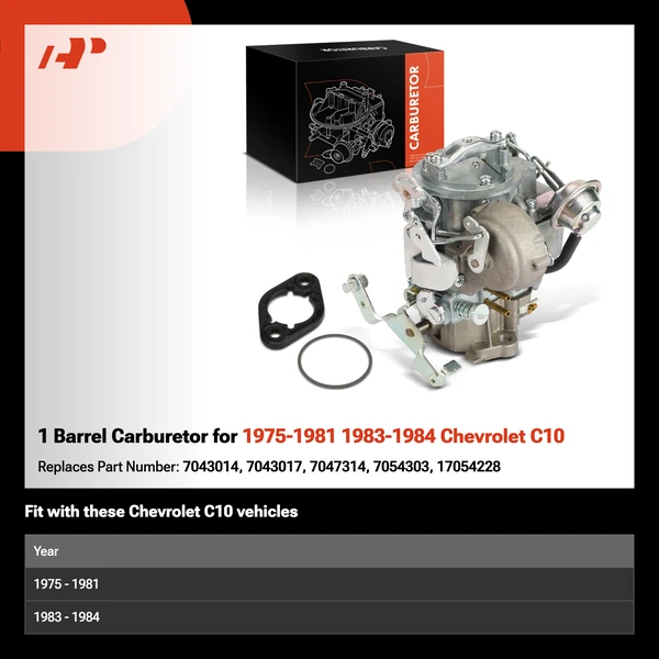 1 Barrel Carburetor for 1975-1981 1983-1984 Chevrolet C10