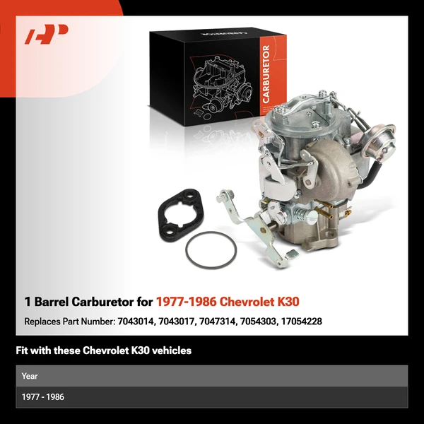 1 Barrel Carburetor for 1977-1986 Chevrolet K30
