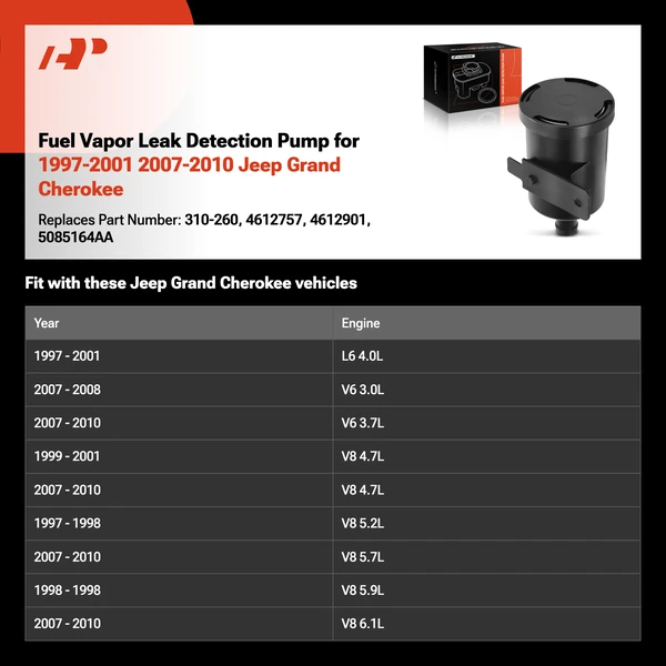 Fuel Vapor Leak Detection Pump for 1997-2001 2007-2010 Jeep Grand Cherokee