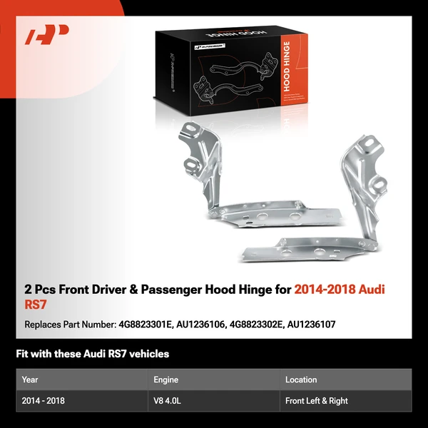 2 Pcs Front Driver & Passenger Hood Hinge for 2014-2018 Audi RS7