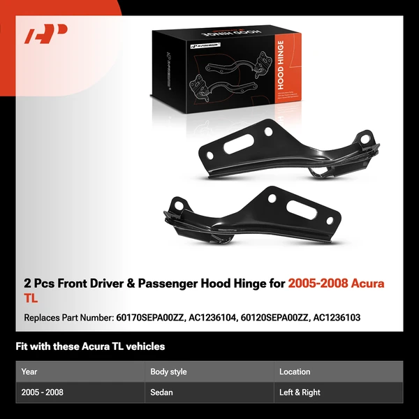 2 Pcs Front Driver & Passenger Hood Hinge for 2005-2008 Acura TL