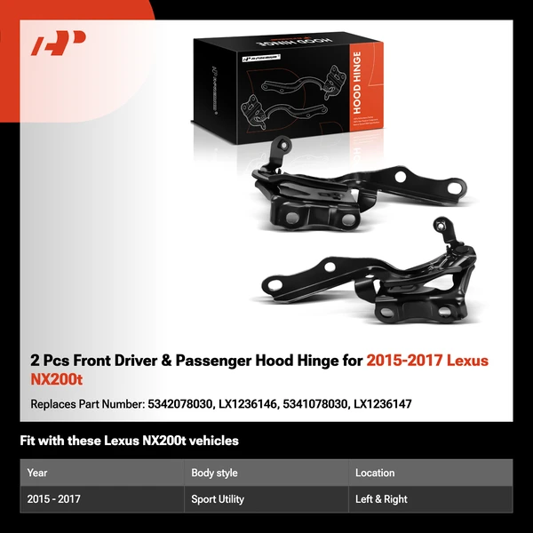 2 Pcs Front Driver & Passenger Hood Hinge for 2015-2017 Lexus NX200t