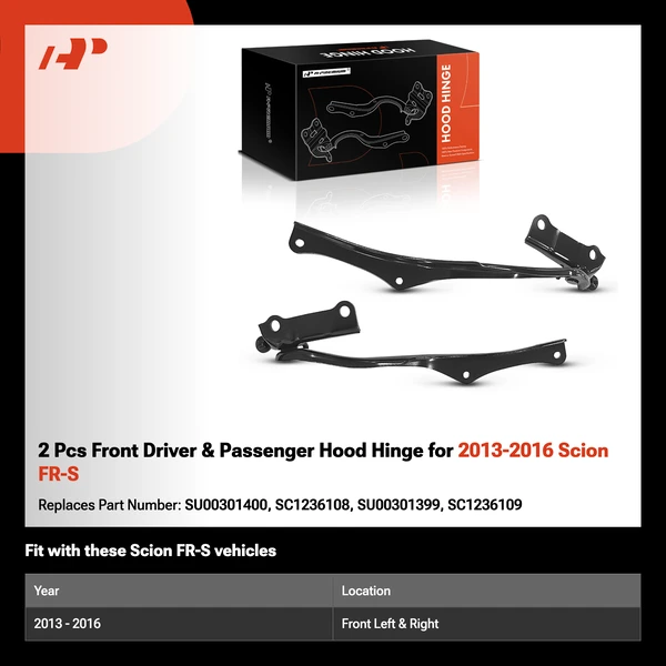 2 Pcs Front Driver & Passenger Hood Hinge for 2013-2016 Scion FR-S