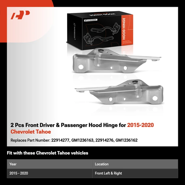 2 Pcs Front Driver & Passenger Hood Hinge for 2015-2020 Chevrolet Tahoe