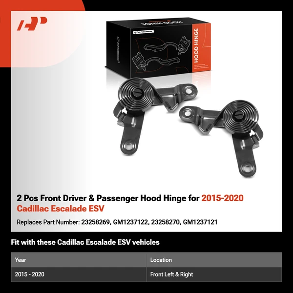 2 Pcs Front Driver & Passenger Hood Hinge for 2015-2020 Cadillac Escalade ESV