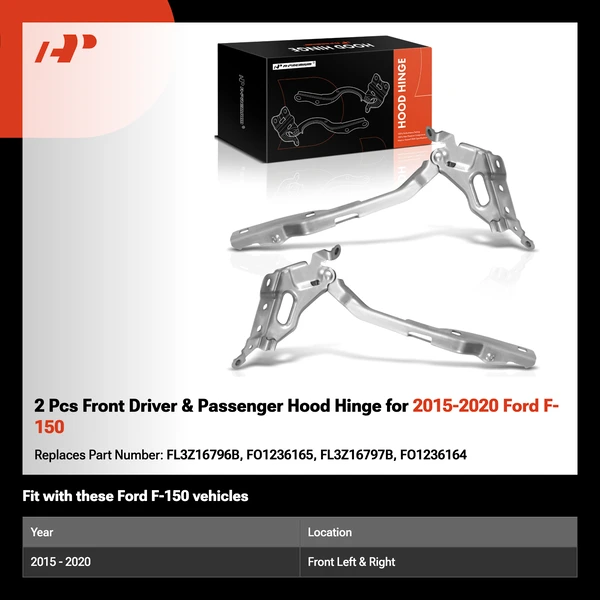 2 Pcs Front Driver & Passenger Hood Hinge for 2015-2020 Ford F-150