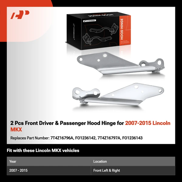 2 Pcs Front Driver & Passenger Hood Hinge for 2007-2015 Lincoln MKX