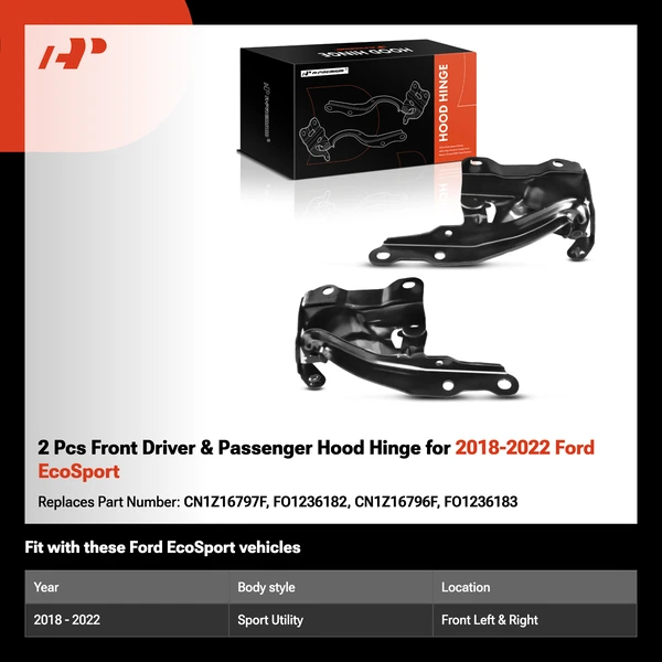 2 Pcs Front Driver & Passenger Hood Hinge for 2018-2022 Ford EcoSport