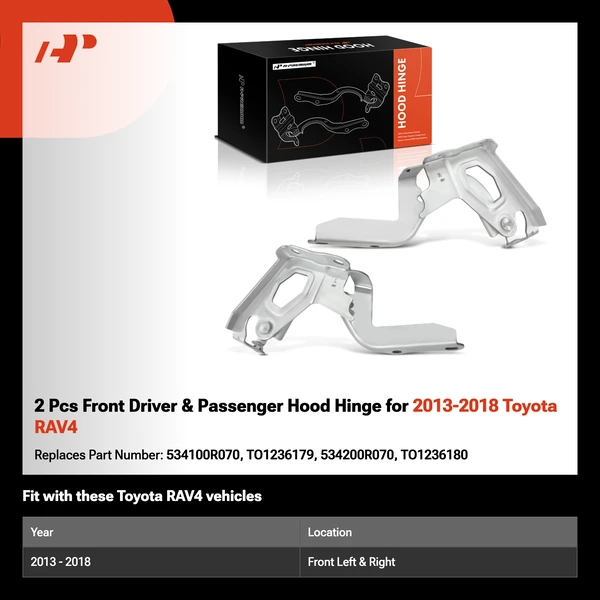 2 Pcs Front Driver & Passenger Hood Hinge for 2013-2018 Toyota RAV4