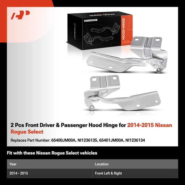 2 Pcs Front Driver & Passenger Hood Hinge for 2014-2015 Nissan Rogue Select