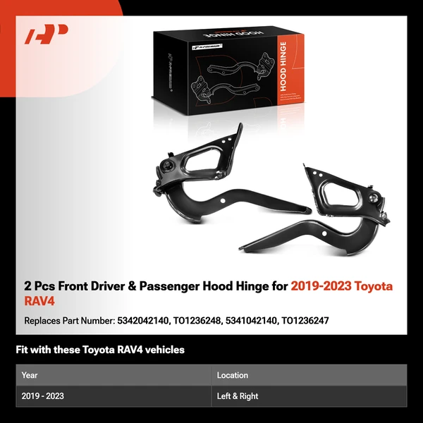 2 Pcs Front Driver & Passenger Hood Hinge for 2019-2023 Toyota RAV4