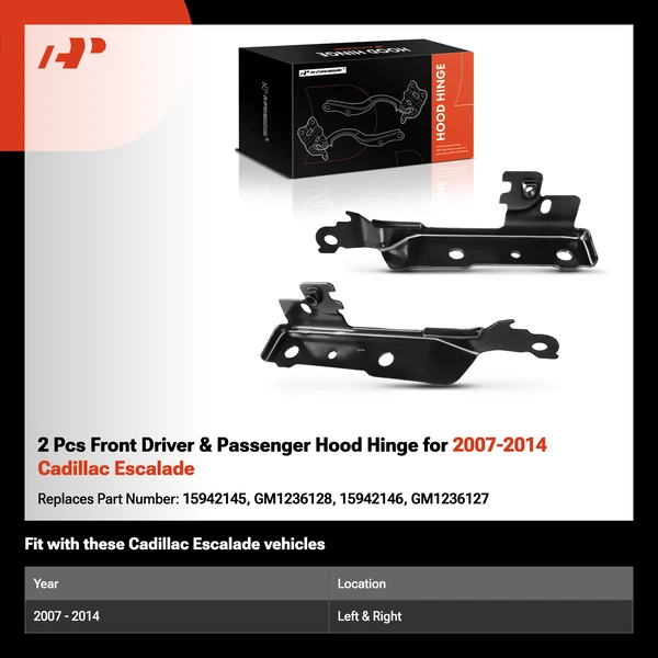 2 Pcs Front Driver & Passenger Hood Hinge for 2007-2014 Cadillac Escalade