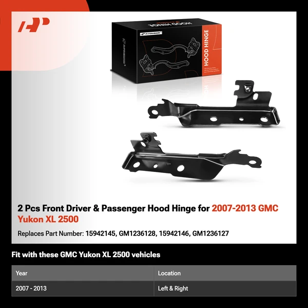 2 Pcs Front Driver & Passenger Hood Hinge for 2007-2013 GMC Yukon XL 2500